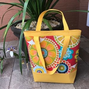Handmade Yellow and Red Tote Bag / Fruits Tote Bag